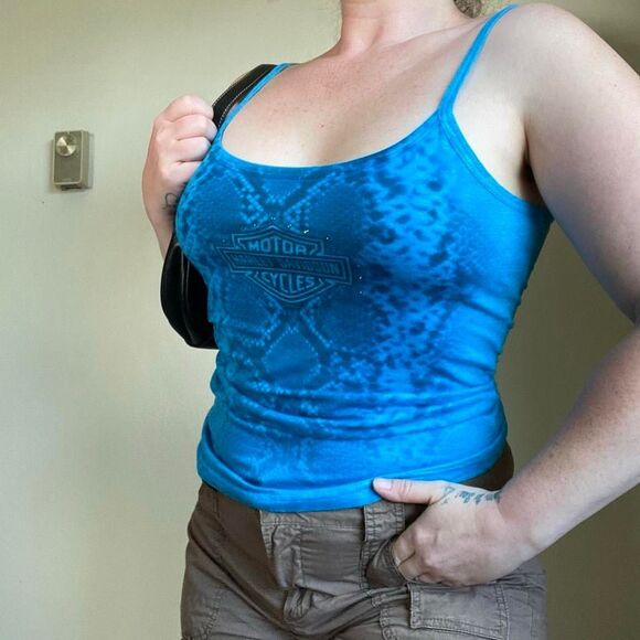 Y2K blue Harley Davidson tank top - Picture 5 of 6